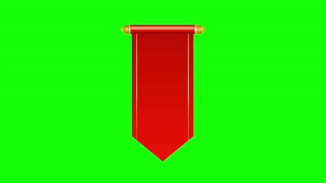 japanese scroll paper opening animation. traditional oriental scroll with red pattern on green screen. design icon for chinese new year. 4k video motion graphic