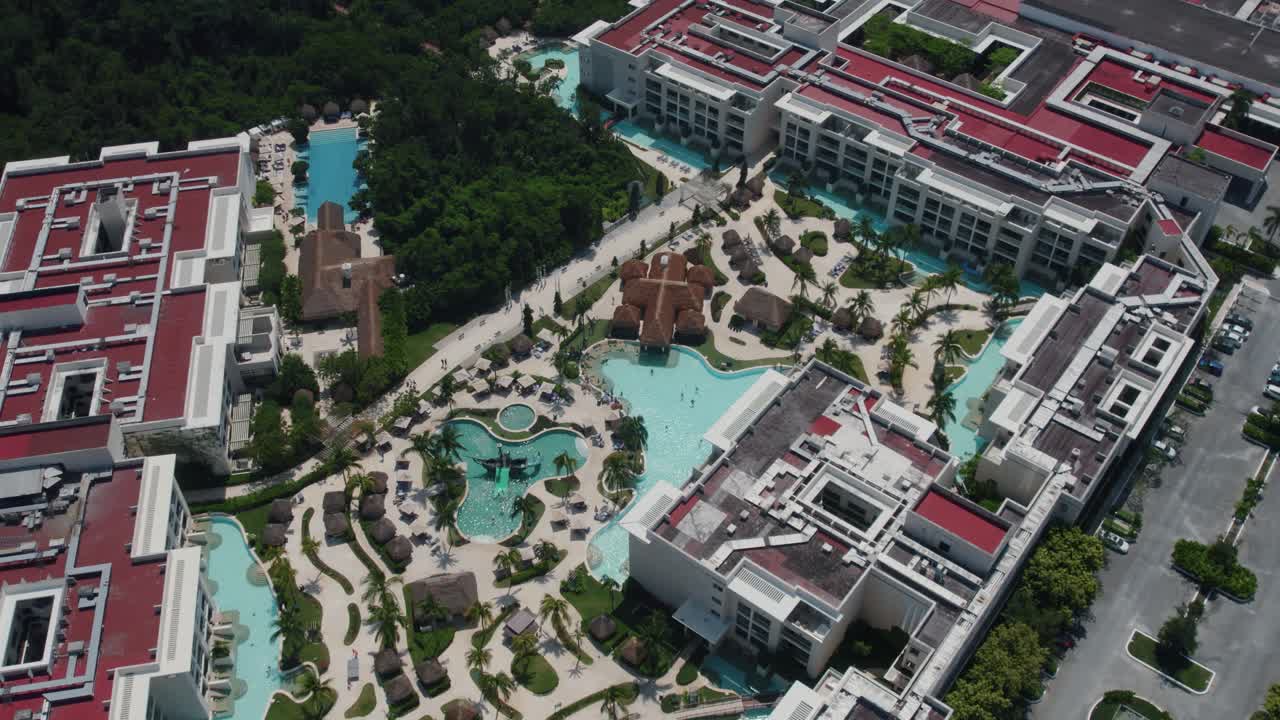 Aerial View Of The Paradisus Playa Del Carmen, A Resort With Many Pools  Perfect For Families On Vacation Free Stock Video Footage Download Clips