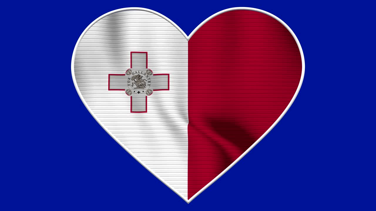 Malta Heart Love Flag Loop - Realistic 4K flag waving in the wind