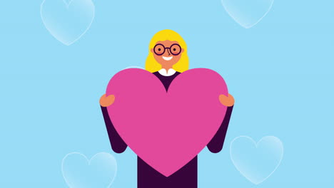 joven con el corazón del día de san valentín