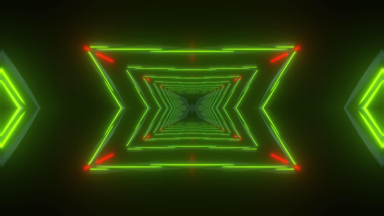 Neon Green and Red Glowing Tunnel