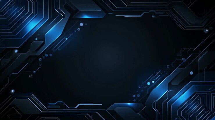 Linee dinamiche di luce blu su sfondo tecnologico astratto.