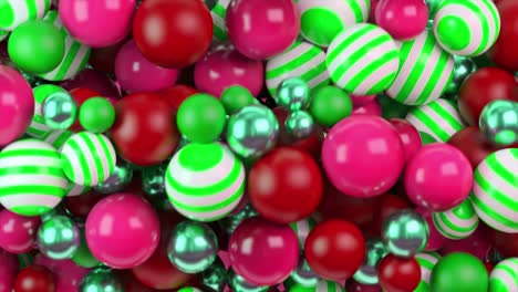 multicolored balloons with circular rotation as background and texture, seamless loop. animation. close up of colorful children toy balls