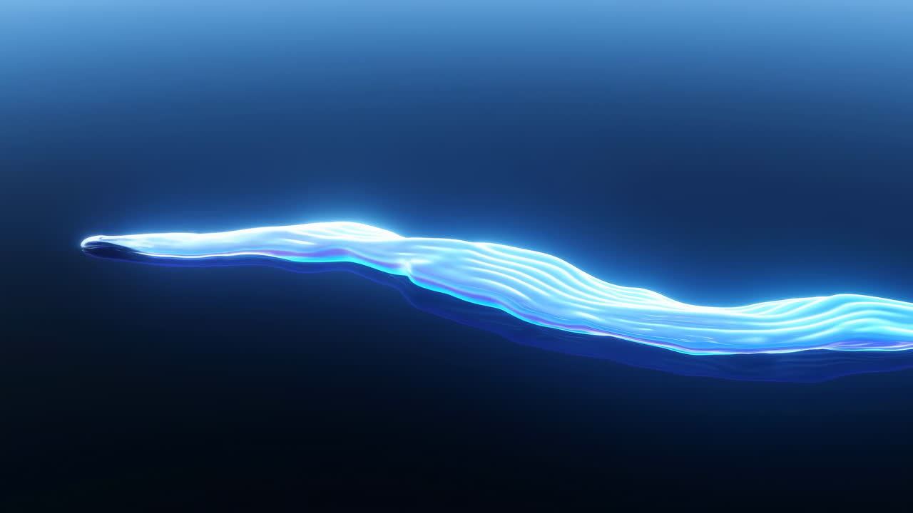 Abstract Glowing Blue Fluid Stream Flowing on Dark Background