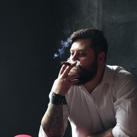 young smoker man relaxing