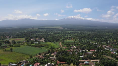 scenic view of mount kilimanjaro as seen on the rural town of loitokitok in kenya at daytime - aerial drone shot