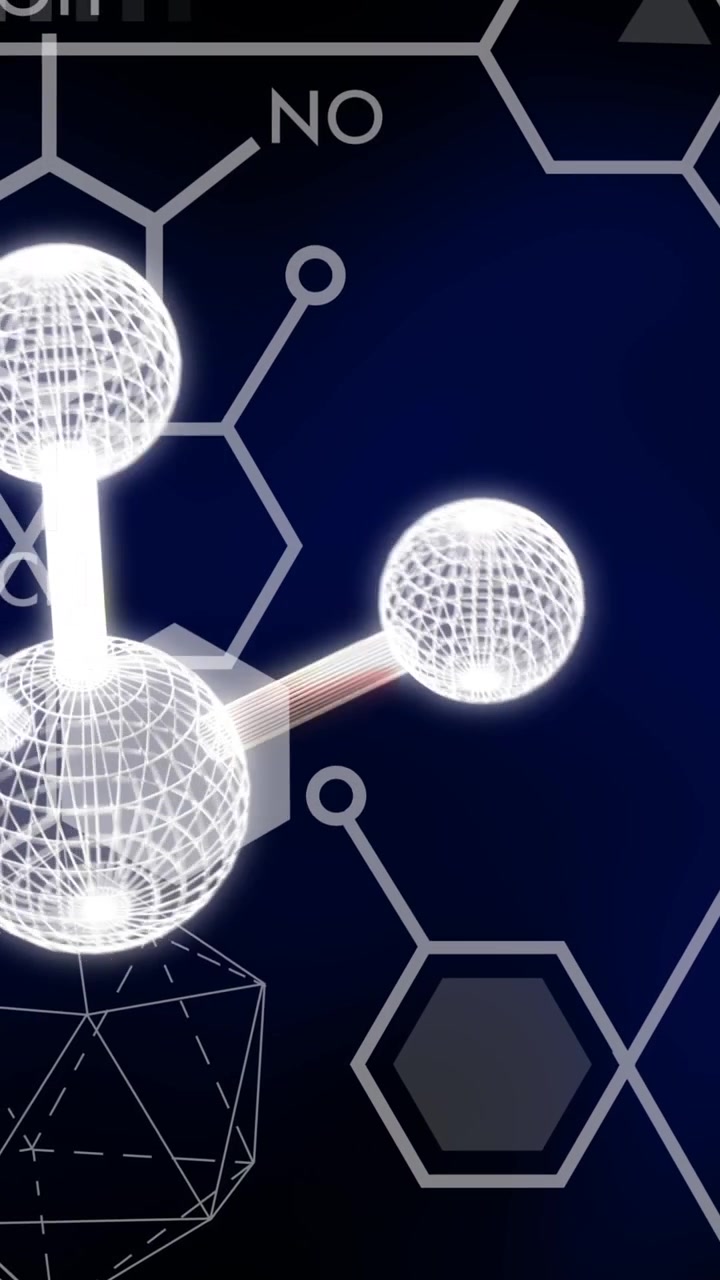 Animation of molecule over chemical formula on black background