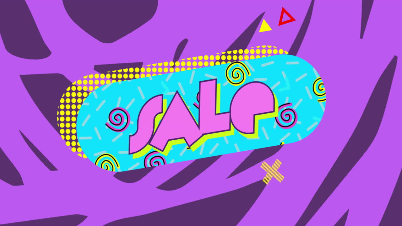 gráfico de venda em oval turquesa em fundo com padrões roxos claros e escuros