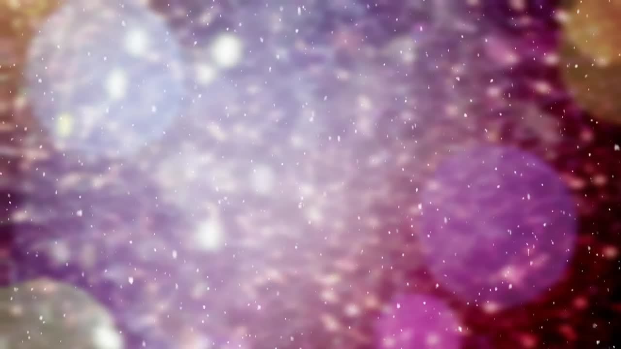 nieve cayendo con círculos de navidad de luz bokeh