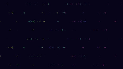 Regenbogengeometrische-Formen-Muster-In-Reihen-Mit-Neonfarbe-Auf-Dunklem-Raum