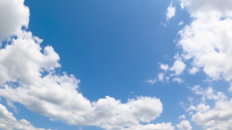 azure summer sky with white fluffy clouds. soft cloudscape in the atmosphere. low angle view. timelapse.