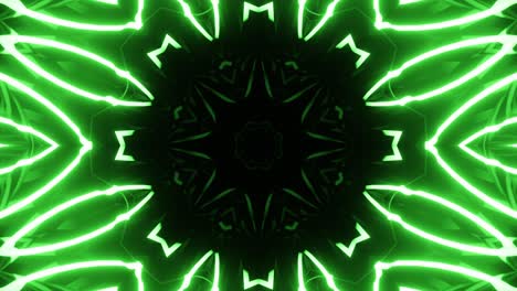 vj loop green neon kaleidoscope. seamless animation.