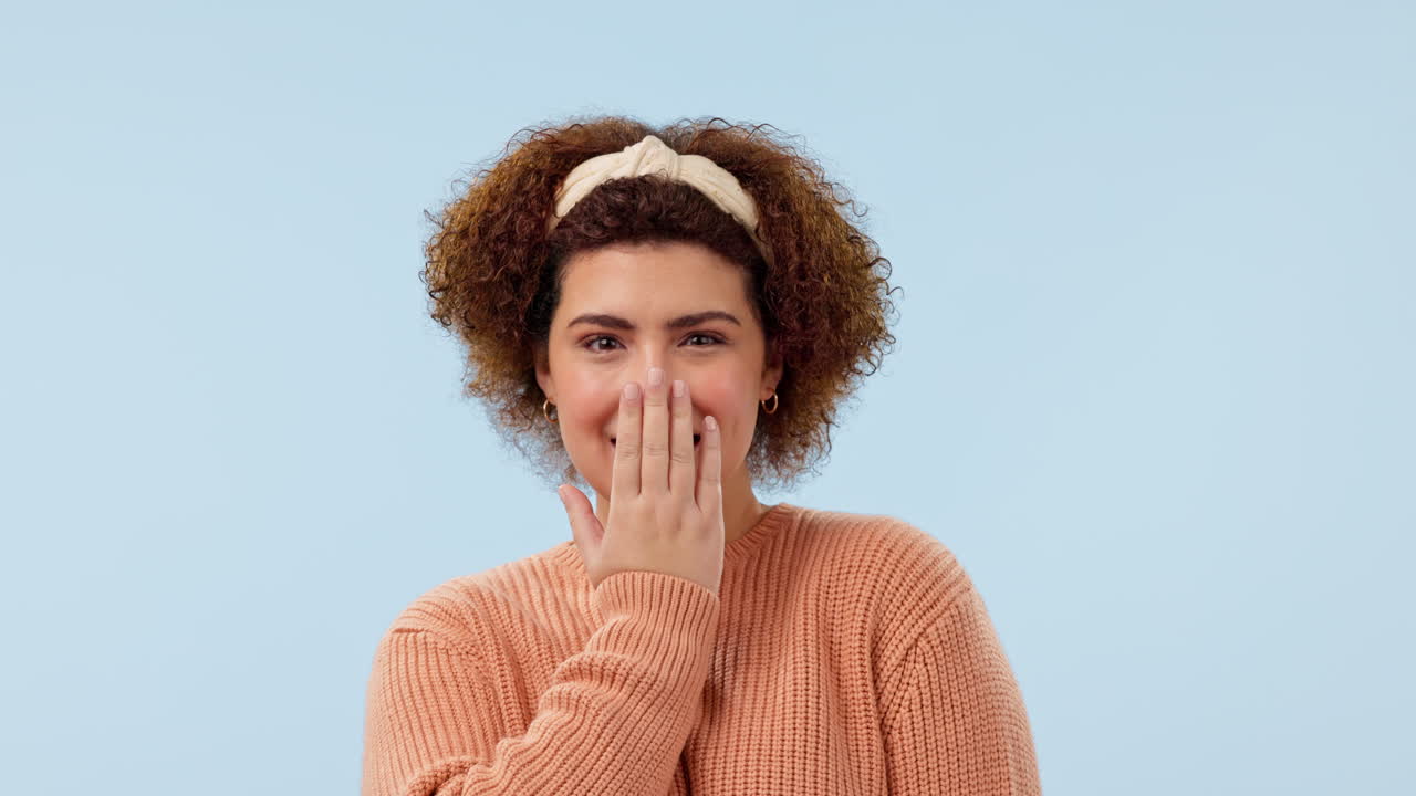 Surprise, hand cover mouth in portrait