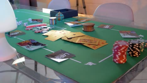 poker game setup on a green table