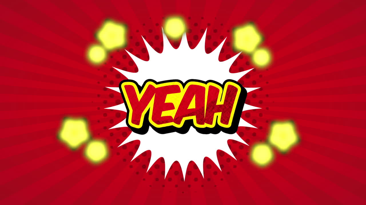 폭발과 함께 네 단어 팝 아트 스타일 애니메이션