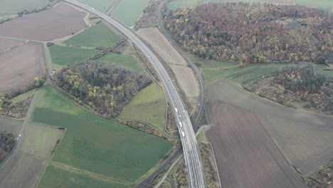 Drone-Aerial-of-empty-Motorway-Autobahn-Freeway-during-the-Corona-pandemic-in-Germany,-Europe