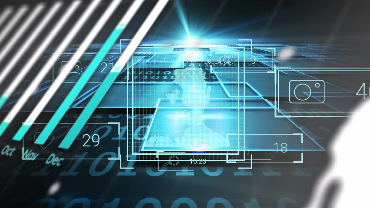 Animation of people icons over data processing