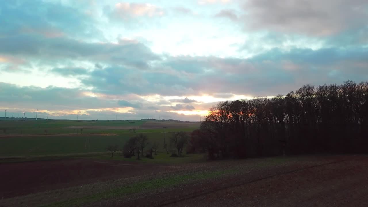 un vuelo cerca de un bosque en un campo alemán