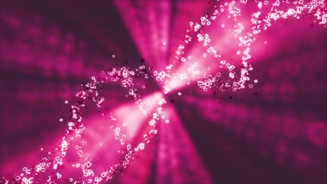 pink glowing color dna floating from gene against dark background, 3d loop