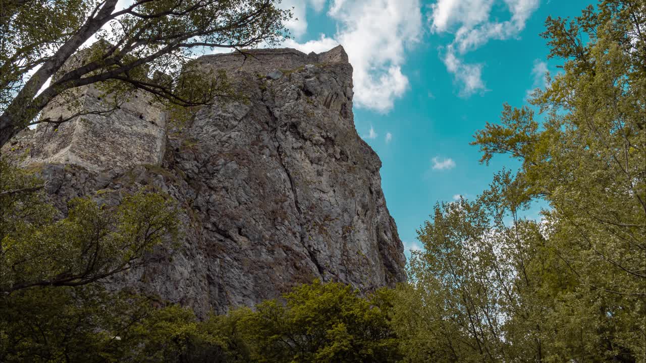 Timelapse of Nature Surrounding the Ruins of Devin Castle, Slovakia