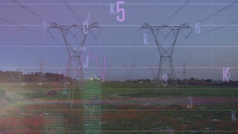 animación de múltiples números cambiantes y procesamiento de datos estadísticos contra torres de red.