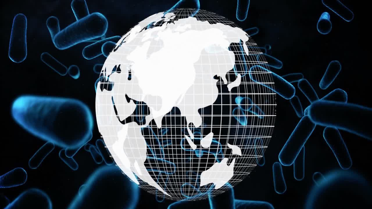 globo giratorio con bacterias 4k