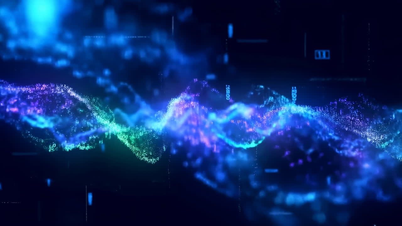 Futuristic Abstract Wave of Glowing Digital Particles