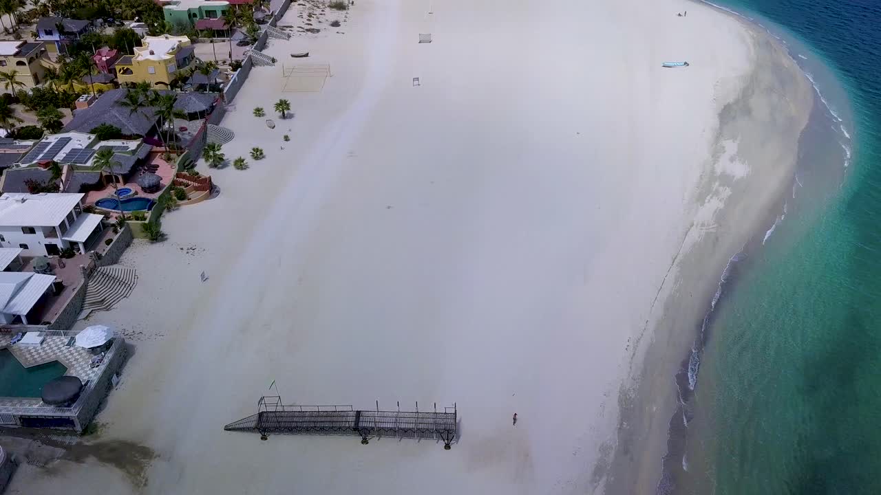 Baja California, Mexico - Popular Tourist Vacation Spot, Aerial Reveal of White Sand Beach
