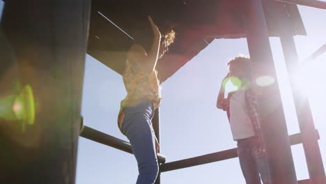 Mother-and-son-having-fun-at-playground