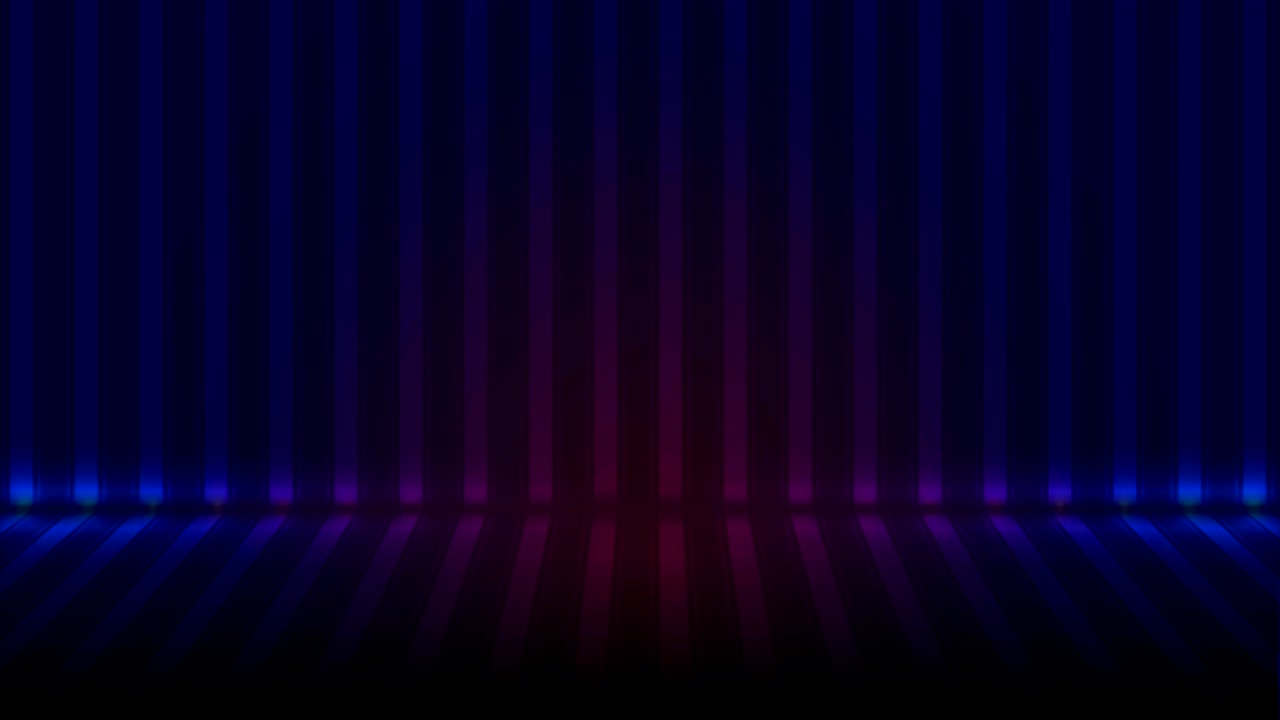 fondo animado abstracto de pared y suelo rayadas brillantes de neón ultravioleta azul