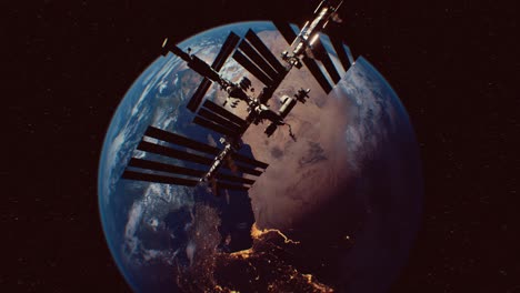 international space station in outer space over the planet earth orbit