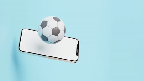 smartphone whitescreen mockup with football on isolated background, vertical 3d render