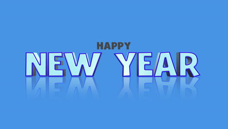 texto de feliz año nuevo de dibujos animados en degradado azul