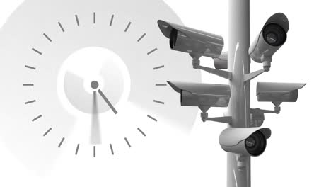 reloj que se mueve y cámaras de cctv