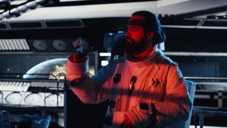 starship crew member blinded by red light coming from unknown alien vessel