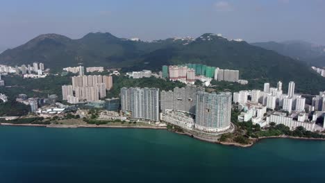 hong kong cyberport waterfront park luxury residential buildings, aerial view