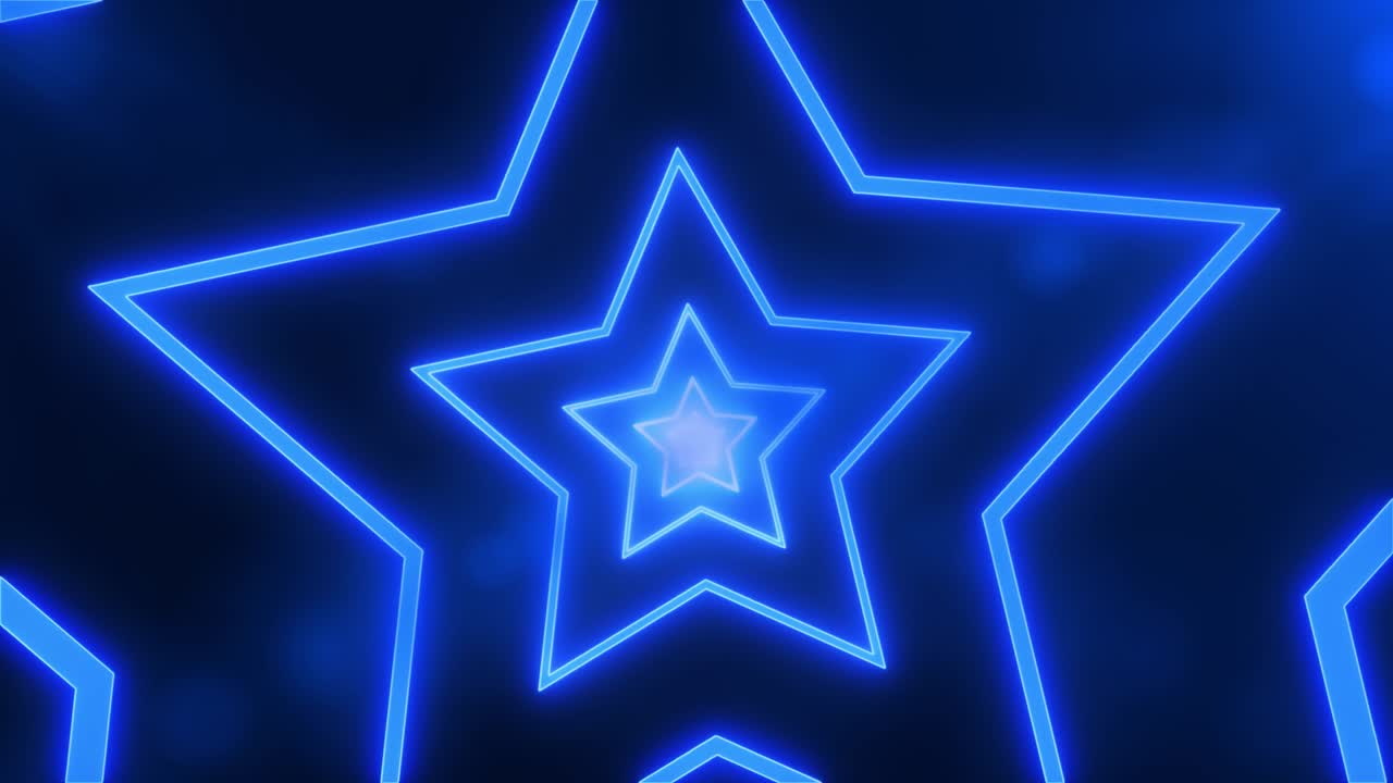 Abstract digital background with neon blue stars forming tunnel. CG animation 3d rendering. Seamless loop