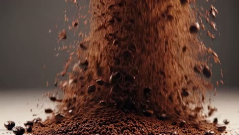 coffee beans and powder pouring