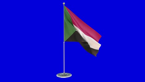 sudan 3d illustration of the waving flag on a pole with chroma