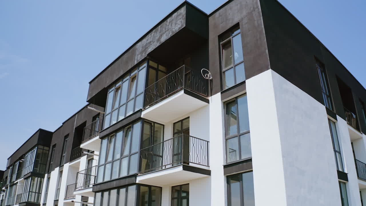 Aerial view of apartment buildings. Multi storey apartment complex with apartments