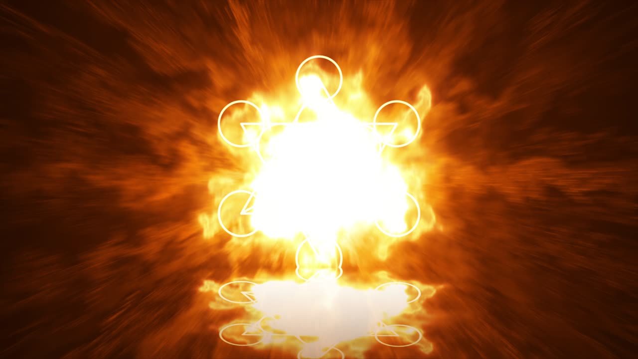 화재 입자 효과를 가진 메타트론 별의 상징