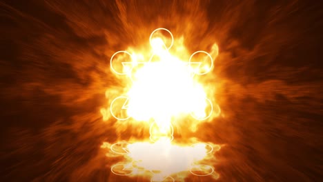 símbolo de estrella metatron con efecto de partícula de fuego