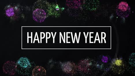 fireworks display on new year sign 4k