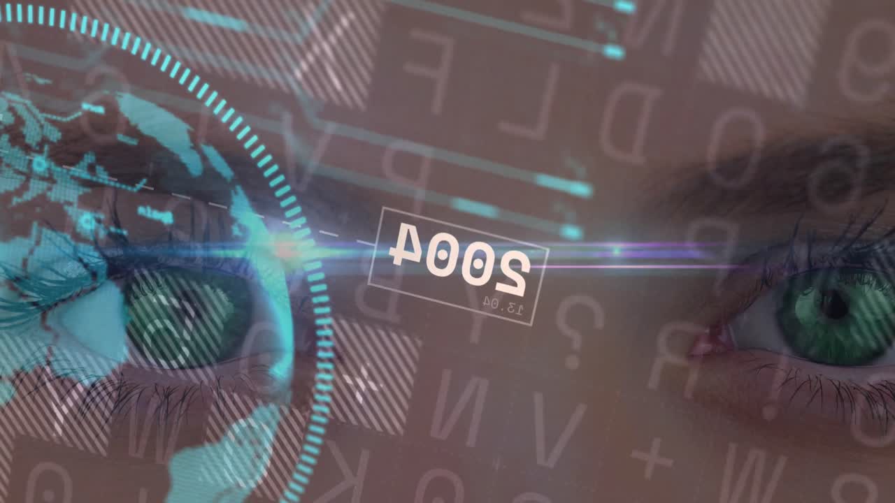 animación del globo sobre los ojos de una mujer caucásica