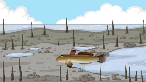 los peces atraviesan un paisaje cambiante con el tiempo.