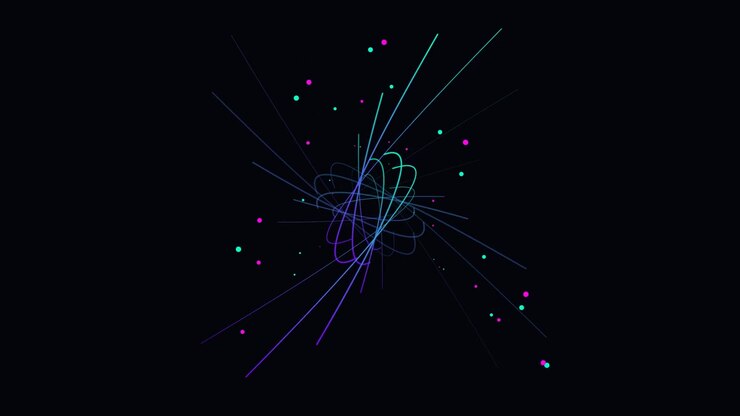 Abstract Motion Graphics with Glowing Neon Lines and Particles