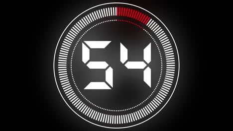 4k digital stopwatch countdown. black and red