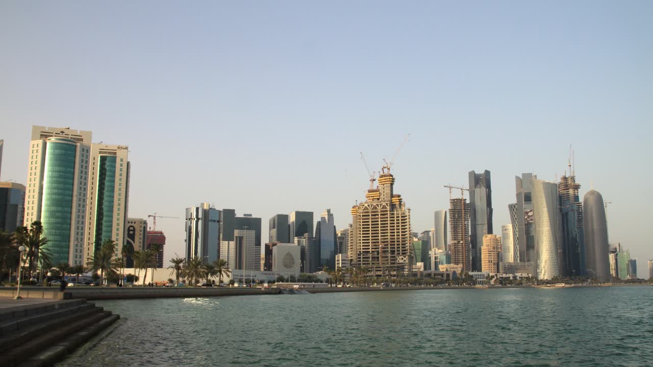 A 4k timelapse of the Doha skyline from the corniche walk
