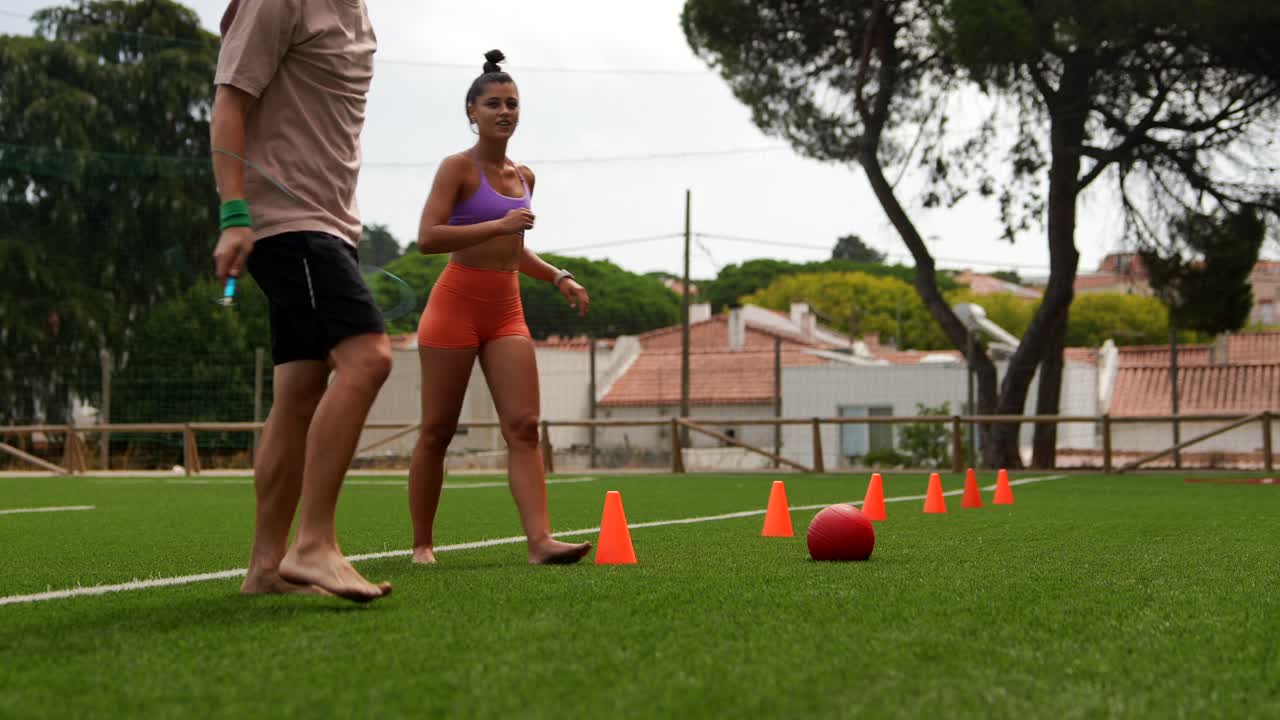 People training on a field