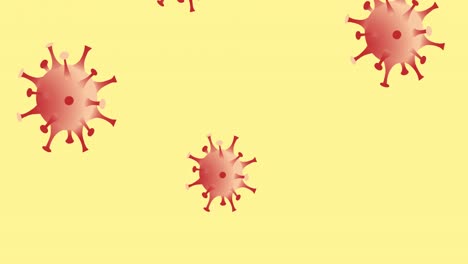 animation of covid 19 virus cells on yellow background